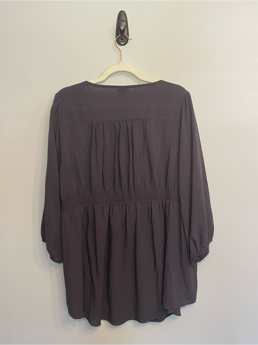 torrid Dark Charcoal Smocked V-Neck Button Tunic - Picture 5 of 9